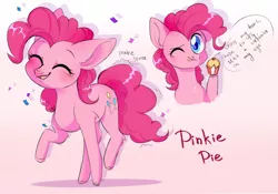 Size: 1280x895 | Tagged: safe, artist:pledus, derpibooru import, part of a set, pinkie pie, earth pony, pony, :p, blushing, bust, colored pupils, confetti, cupcake, cute, diapinkes, ear fluff, eyes closed, female, food, leg fluff, looking at you, mare, one eye closed, open mouth, pinkie promise, pinkie sense, portrait, smiling, solo, tongue out, twitchy tail, wink
