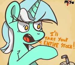 Size: 4000x3500 | Tagged: safe, artist:mjsw, derpibooru import, lyra heartstrings, pony, unicorn, i'll take your entire stock, jontron, meme, monologue, solo, talking