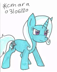 Size: 667x844 | Tagged: safe, artist:cmara, derpibooru import, trixie, pony, unicorn, colored sketch, cute, determined, female, mare, simple background, sketch, solo, traditional art, white background