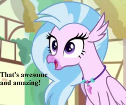 Size: 864x720 | Tagged: cropped, cute, derpibooru import, diastreamies, edit, edited screencap, female, jewelry, necklace, reaction image, safe, screencap, silverstream, speech, talking, uprooted