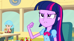 Size: 800x450 | Tagged: safe, derpibooru import, screencap, fluttershy, twilight sparkle, twilight sparkle (alicorn), alicorn, equestria girls, animated, apple, aweeg*, cute, eating, food, fruit salad, humans doing horse things, mouth hold, puffy cheeks, salad, twiabetes