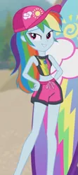 Size: 283x638 | Tagged: safe, derpibooru import, screencap, rainbow dash, blue crushed, equestria girls, equestria girls series, belly button, clothes, legs, surfboard, swimsuit