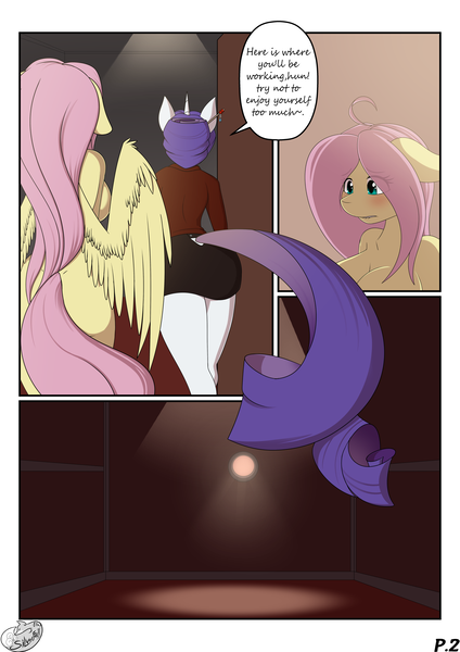 Size: 2121x3000 | Tagged: questionable, artist:silverfox057, derpibooru import, fluttershy, rarity, anthro, comic:fluttershy's show, ass, big breasts, blushing, breasts, busty fluttershy, busty rarity, butt, casual nudity, clothed female nude female, clothes, comic, female, glory hole, high res, image, lidded eyes, lip bite, nudity, png, see-through, two-way mirror