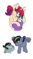 Size: 4044x7175 | Tagged: safe, artist:celestial-rainstorm, derpibooru import, oc, oc:jetstream, oc:prism storm, oc:splendor, oc:tourmaline quartz, pegasus, pony, unicorn, absurd resolution, baby, baby pony, colt, female, male, offspring, parent:rainbow dash, parent:rarity, parent:soarin', parents:canon x oc, parents:soarindash, simple background, white background