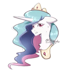 Size: 574x645 | Tagged: safe, artist:ochideyiku, derpibooru import, princess celestia, pony, bust, portrait, simple background, solo, transparent background