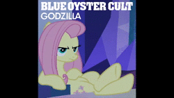 Size: 426x240 | Tagged: safe, artist:grapefruitface1, derpibooru import, edit, edited screencap, screencap, fluttershy, pegasus, pony, to where and back again, animated, blue oyster cult, cropped, disguise, disguised changeling, fake fluttershy, godzilla (series), midi, solo, song, sound, sound only, synthetic voice, webm