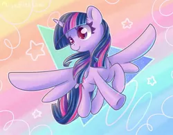 Size: 1280x1000 | Tagged: safe, artist:musicfirewind, derpibooru import, twilight sparkle, twilight sparkle (alicorn), alicorn, pony, abstract background, female, flying, mare, solo