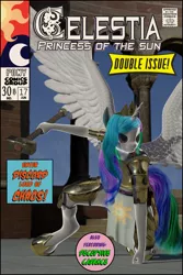 Size: 3009x4492 | Tagged: 3d, alicorn, anthro, armor, artist:stellarator, blender, comic cover, cycles, derpibooru import, diadem, fantasy class, female, hammer, hipposandals, horn, jewelry, mare, not sfm, princess celestia, regalia, safe, solo, three point landing, tiara, unguligrade anthro, war hammer, warrior, warrior celestia, weapon, wings