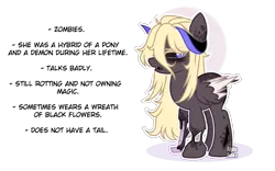 Size: 1862x1164 | Tagged: safe, artist:alphajunko, derpibooru import, oc, oc:black decay, unofficial characters only, demon, demon pony, original species, pegasus, pony, undead, zombie, zombie pony, black sclera, bone, colored sclera, cut, female, mare, simple background, skeleton, solo, transparent background