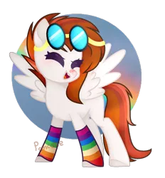 Size: 1220x1316 | Tagged: safe, artist:pink-soul27, derpibooru import, oc, oc:dusky blitz, pegasus, pony, female, goggles, leg warmers, mare, simple background, solo, transparent background