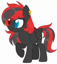 Size: 2256x2544 | Tagged: safe, artist:hoochuu, derpibooru import, oc, oc:sharpe, unofficial characters only, pegasus, pony, female, heterochromia, mare, piercing, raised leg