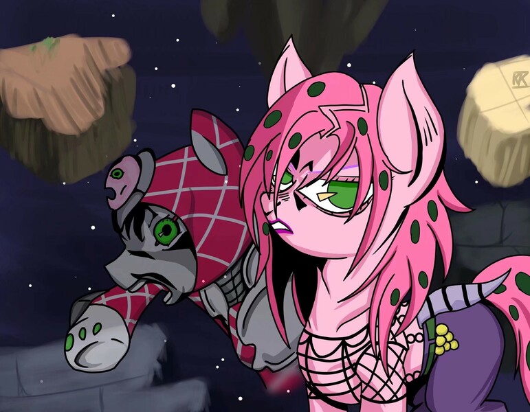 348246 - safe, discord, fluttershy, rarity, sparkler (g1), g1, g4, crazy  diamond, diavolo, fake, jojo's bizarre adventure, jonathan joestar, josuke  higashikata, recolor, stand - Derpibooru