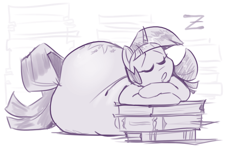 Size: 1826x1189 | Tagged: source needed, safe, artist:secretgoombaman12345, derpibooru import, twilight sparkle, pony, unicorn, book, butt, chubby, drool, eyes closed, fat, grayscale, monochrome, open mouth, simple background, sleeping, snoring, twibutt, twilard sparkle, unicorn twilight, wide hips