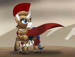 Size: 800x608 | Tagged: safe, artist:jhayarr23, derpibooru import, oc, oc:sparky storm, unofficial characters only, alicorn, pony, armor, male, smiling, solo, spartan, stallion