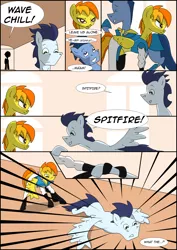 Size: 2480x3508 | Tagged: safe, artist:greeneyedmistress, derpibooru import, soarin', spitfire, wave chill, pegasus, pony, comic:prelude to creation, clothes, comic, female, male, mare, stallion