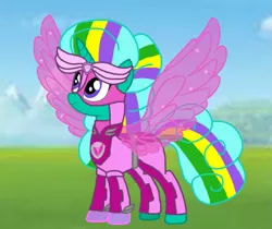 Size: 1285x1080 | Tagged: alternate universe, artificial wings, artist:徐詩珮, augmented, base used, clothes, derpibooru import, female, glitter drops, magic, magic wings, mighty pups, paw patrol, rainbow power, rainbow power-ified, safe, series:sprglitemplight diary, series:sprglitemplight life jacket days, series:springshadowdrops diary, series:springshadowdrops life jacket days, skye (paw patrol), wings