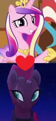 Size: 176x378 | Tagged: derpibooru import, edit, edited screencap, female, infidelity, lesbian, my little pony: the movie, princess cadance, safe, screencap, shipping, shipping domino, tempestdance, tempest shadow, the one where pinkie pie knows