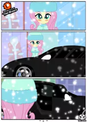 Size: 1280x1811 | Tagged: safe, artist:theminus, derpibooru import, fluttershy, comic:fluttershy the dark secret, equestria girls, car, clothes, female, filly, filly fluttershy, implied rape, snow, solo, stranger danger, younger