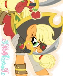 Size: 1024x1229 | Tagged: safe, artist:xxfluffypachirisuxx, derpibooru import, applejack, pony, my little pony: the movie, mouth hold, pirate applejack, simple background, solo, sword, transparent background, weapon