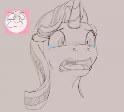 Size: 1608x1451 | Tagged: safe, artist:stillwaterspony, derpibooru import, starlight glimmer, pony, unicorn, crying, open mouth, sketch, solo