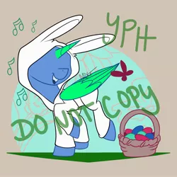 Size: 2565x2565 | Tagged: safe, artist:cadetredshirt, derpibooru import, butterfly, pony, animal costume, basket, bunny costume, clothes, commission, costume, easter, easter basket, easter bunny, easter egg, holiday, simple background, solo, ych sketch, your character here