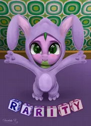 Size: 3250x4500 | Tagged: safe, artist:darksly, derpibooru import, spike, animal costume, bunny costume, clothes, costume, cute, implied shipping, implied sparity, implied straight, solo, spikabetes