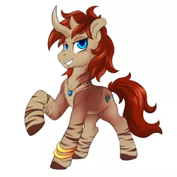Size: 2400x2400 | Tagged: abada, artist:hobbes-maxwell, bicorn, derpibooru import, female, horn, jewelry, leg rings, mare, multiple horns, necklace, oc, oc:nilla, raised hoof, safe, simple background, unofficial characters only, white background