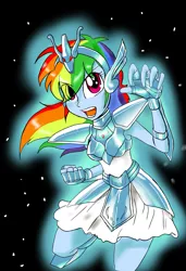 Size: 2591x3793 | Tagged: safe, artist:a.s.e, derpibooru import, rainbow dash, pegasus, equestria girls, armor, crossover, female, pegasus seiya, saint seiya, saintia sho, solo, stars