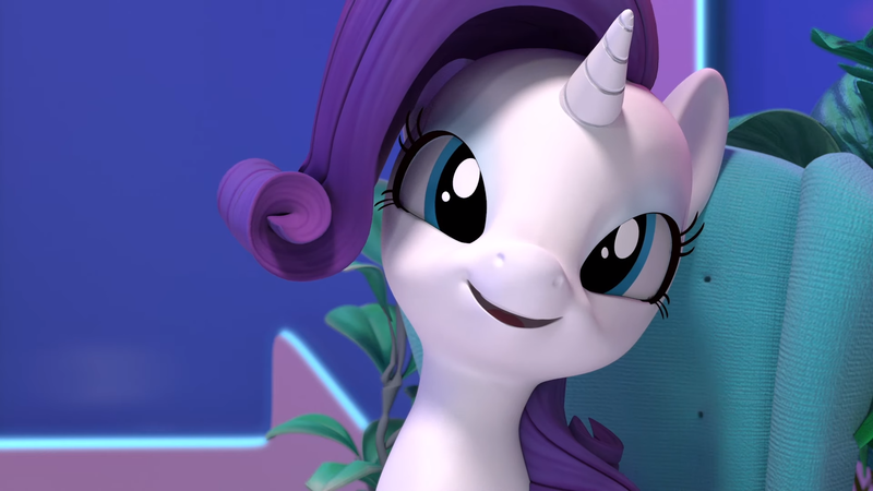 Size: 1920x1080 | Tagged: 3d, close-up, derpibooru import, hello pinkie pie, official, rarity, rarity's new app, safe, screencap, smiling