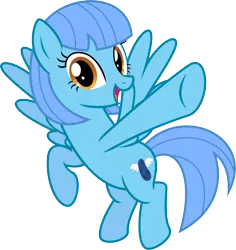 Size: 3431x3627 | Tagged: safe, artist:chainchomp2, derpibooru import, oc, oc:jet stream, ponified, unofficial characters only, pegasus, pony, female, flying, jetblue, looking at you, mare, pointing, simple background, smiling, transparent background