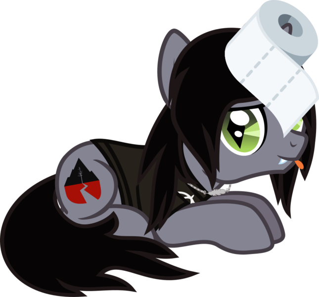 Size: 1037x964 | Tagged: safe, artist:lightningbolt, derpibooru import, part of a set, ponified, ponified:kellin quinn, pony, unicorn, .svg available, clothes, disguise, disguised siren, fangs, horn, horn impalement, jewelry, looking at you, male, necklace, prone, shirt, simple background, sleeping with sirens, slit eyes, solo, stallion, svg, t-shirt, toilet paper, tongue out, transparent background, vector, 🧻