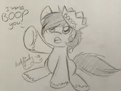 Size: 600x450 | Tagged: safe, artist:abbystarling, deleted from derpibooru, derpibooru import, oc, unofficial characters only, earth pony, pony, :o, boop, crown, earth pony oc, jewelry, lineart, open mouth, regalia, signature, sitting, solo, speech, talking, traditional art, unshorn fetlocks