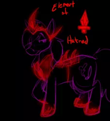 Size: 454x499 | Tagged: artist needed, source needed, safe, derpibooru import, oc, unofficial characters only, pony, unicorn, black background, elements of disharmony, hatred, horn, lineart, peytral, simple background, solo, unicorn oc