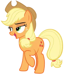 Size: 6057x6916 | Tagged: safe, artist:andoanimalia, derpibooru import, applejack, earth pony, pony, honest apple, absurd resolution, cowboy hat, female, freckles, hat, lidded eyes, mare, open mouth, raised hoof, satisfied, sigh, simple background, solo, stetson, transparent background, vector