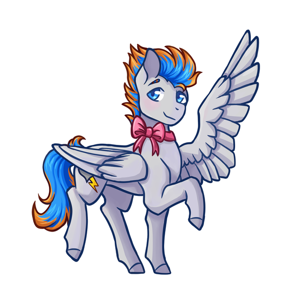 Size: 1562x1563 | Tagged: safe, artist:flaming-trash-can, derpibooru import, oc, oc:thunder heart, pegasus, pony, bow, solo