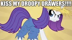 Size: 1280x720 | Tagged: angry, butt, caption, clothes, derpibooru import, droopy drawers, edit, edited screencap, editor:useraccount, hat, image macro, implied kissing, jeans, meme, pants, plot, rarihick, rarity, screencap, simple ways, straw hat, suggestive, text