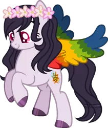 Size: 600x712 | Tagged: safe, artist:space-higanbana, derpibooru import, oc, oc:blissful solstice, pegasus, pony, colored wings, female, mare, multicolored wings, simple background, solo, transparent background, wings