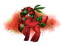 Size: 2048x1536 | Tagged: safe, artist:melonseed11, derpibooru import, oc, unofficial characters only, original species, pony, female, food, mare, simple background, solo, strawberry, transparent background