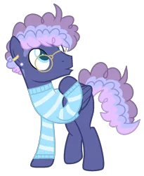 Size: 1061x1297 | Tagged: safe, artist:celestial-rue0w0, artist:katnekobase, derpibooru import, oc, oc:blueberry bop, unofficial characters only, pegasus, pony, base used, blank flank, clothes, commission, ear piercing, earring, glasses, jewelry, magical lesbian spawn, male, multicolored hair, offspring, parent:night glider, parent:sugar belle, parents:sugarglider, piercing, raised hoof, raised leg, simple background, solo, stallion, striped sweater, sweater, transparent background
