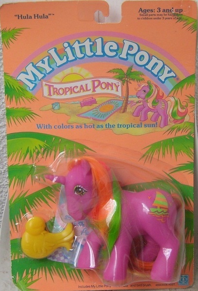 Size: 473x696 | Tagged: beach, beach towel, bird, boombox, derpibooru import, g1, hula hula, ocean, official, packaging, pail, palm tree, safe, sun, text, toy, tree, tropical ponies