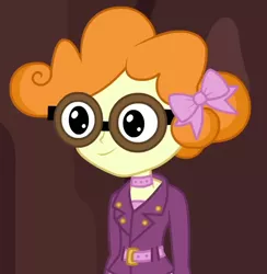Size: 622x636 | Tagged: safe, derpibooru import, screencap, scribble dee, equestria girls, equestria girls series, five lines you need to stand in, spoiler:eqg series (season 2), bow, cropped, female, glasses, hair bow, music festival outfit, solo