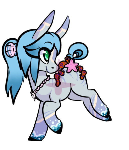 Size: 637x738 | Tagged: safe, artist:-censored-, derpibooru import, oc, oc:seashell, unofficial characters only, earth pony, pony, starfish, base used, colored hooves, earth pony oc, female, jewelry, mare, necklace, simple background, smiling, transparent background