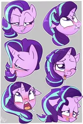 Size: 1000x1500 | Tagged: suggestive, artist:fuf, derpibooru import, starlight glimmer, unicorn, ahegao, blushing, drool, expressions, female, lewd emotions, lip bite, open mouth, solo, solo female, tongue out