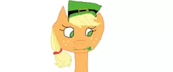 Size: 1296x540 | Tagged: safe, artist:1126jewel5, derpibooru import, applejack, earth pony, pony, bust, clover, cute, female, freckles, hat, holiday, jackabetes, leprechaun hat, looking away, looking down, mouth hold, saint patrick's day, shamrock, simple background, solo, white background