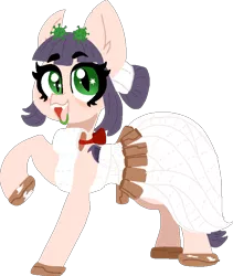Size: 696x823 | Tagged: safe, artist:nootaz, derpibooru import, oc, oc:corona chan, earth pony, pony, clothes, commission, coronavirus, covid-19, cute, dress, female, gala dress, looking at you, ocbetes, open mouth, povid-19, raised hoof, simple background, smiling, solo, toilet paper, transparent background