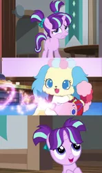 Size: 864x1455 | Tagged: safe, artist:mega-poneo, derpibooru import, edit, edited screencap, screencap, starlight glimmer, dog, pony, unicorn, the cutie re-mark, uncommon bond, comic, crossover, female, filly, filly starlight glimmer, heart, jewelpet, mare, mega poneo strikes again, sanrio, sapphie, screencap comic, sega, teapot, younger