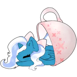 Size: 768x768 | Tagged: safe, artist:nekoneverland, derpibooru import, oc, oc:fleurbelle, unofficial characters only, alicorn, pony, adorabelle, alicorn oc, bow, chibi, cup, cute, ear fluff, eyes closed, female, hair bow, horn, mare, saucer, simple background, sleeping, sleeping in a teacup, solo, teacup, transparent background, wings