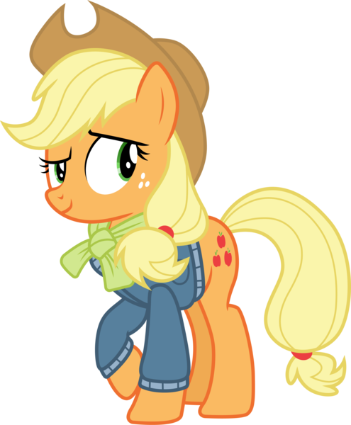 Size: 3000x3640 | Tagged: safe, artist:cloudyglow, artist:yanoda, derpibooru import, applejack, earth pony, pony, triple pony dare ya, .ai available, cowboy hat, cutie mark, female, freckles, hat, mare, raised hoof, simple background, solo, stetson, transparent background, vector