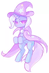 Size: 2633x3977 | Tagged: safe, artist:nancybigots, derpibooru import, trixie, pony, unicorn, cape, clothes, female, hat, high res, mare, no pupils, simple background, solo, trixie's cape, trixie's hat, white background