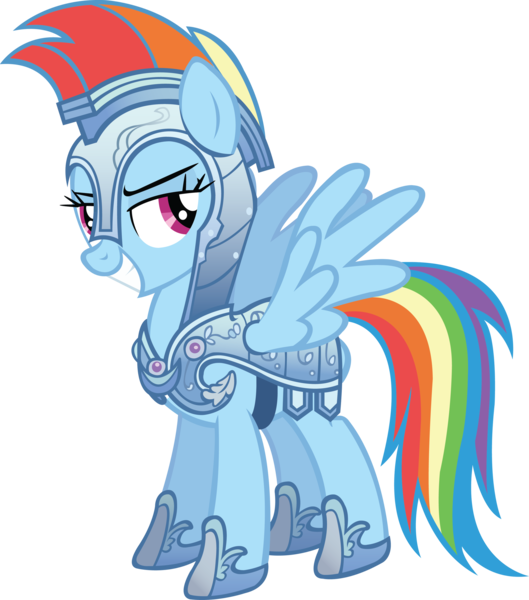 Size: 2300x2607 | Tagged: armor, artist:midnite99, crystal guard armor, derpibooru import, grin, rainbow dash, safe, simple background, smiling, spread wings, the crystal empire, transparent background, vector, wings